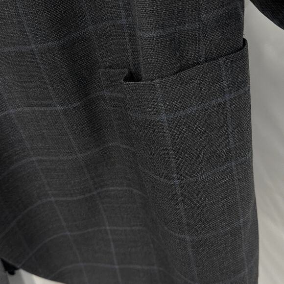 Peter Millar Blazer 50T Wool Unstructured Windowpane Gray Blue Sport Coat - Picture 11 of 12